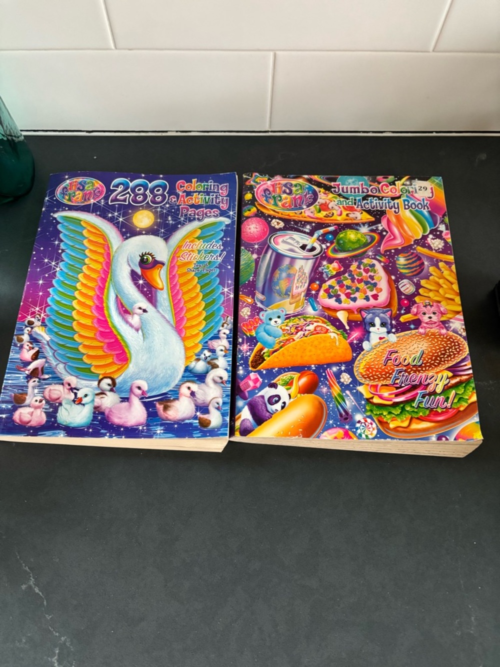 Coloring Activity Books - Rainbow Swan & Food Frenzy Lisa Frank